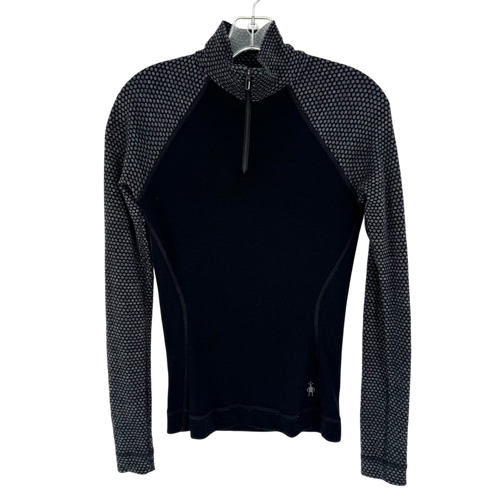 Smartwool Classic‎ Thermal Merino 250 1/4 Zip Pullover Black/Grey Sz XS Gorpcore